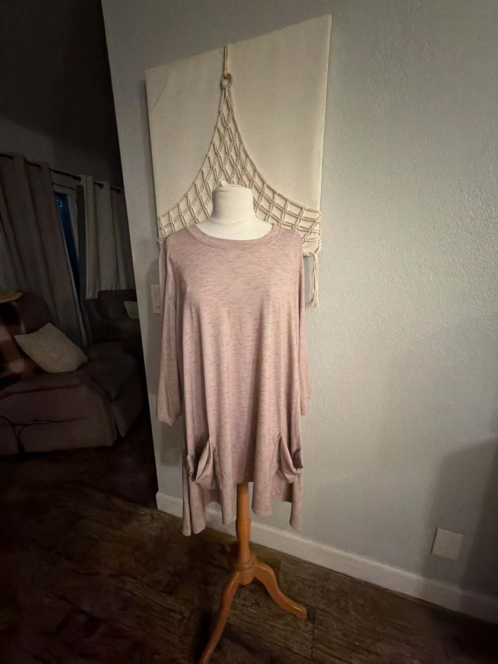 LOGO by Lori Goldstein Plus Size 3X Striped Sharkbite Hem Tunic with Pockets